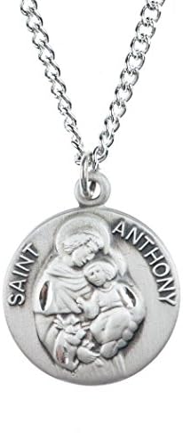 Sterling Silver Catholic Patron Saint Dime Size Medal Pendant, 3/4 Inch