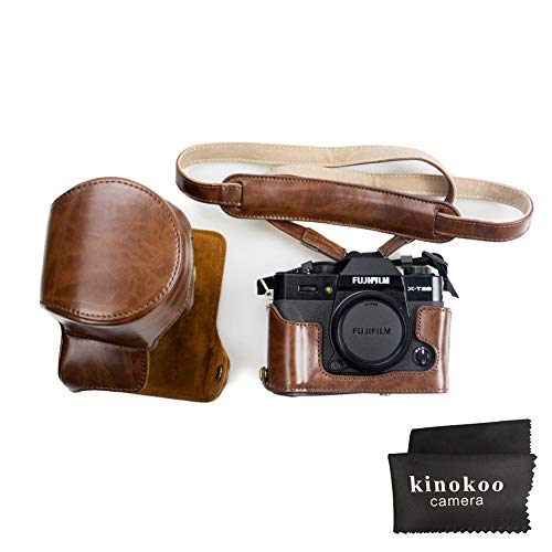 Kinokoo Étui en cuir polyuréthane pour appareil photo Fujifilm X-T20, Fujifilm X-T10 Fujifilm X-T30 et objectif de 16–50 mm, 18-55 mm avec bandoulière et chiffon de nettoyage