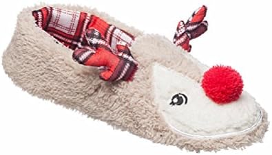 Womens PJ Couture Red Nose Reindeer Slippers (Medium 7-8)