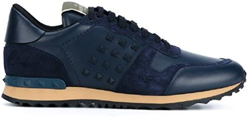 Valentino Garavani Men's Willow Nail Series Blue Leather Sports Shoes