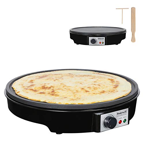 Homewell Crepe Maker Griddle Nonstick 12" Electric cook top for Pancakes, Tortillas, Blintzes
