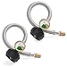 SHINESTAR RV Propane Hose with Gauge for Camper, 12 Inch Braided Propane Pigtail for Dual Stage Regulator, 1/4 Inch Male NPT x QCC1, 2 Pack