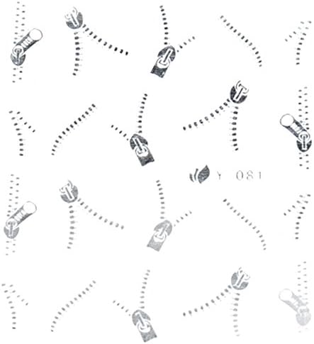 jhtceu Water Transfers Decals Metallic Zipper Stickers Nail Art Accessories Wraps Peacock Feather Silver Type 2