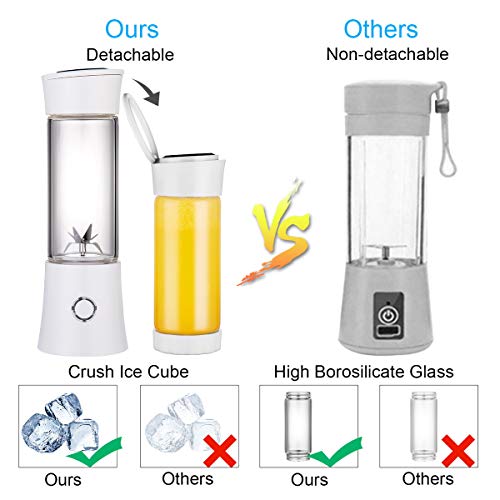 Portable Blender with Travel Cup and Lid, USB Rechargeable Personal Smoothie Blender, Cordless Handheld Small Mini Single Serve Juicer Blender