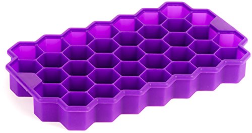 Silicone Ice Cube Tray by Deeer - 37 pc Cute Hex Ice Brick Maker (Purple)