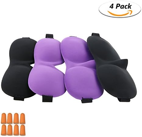 GikPal 4 Pack Sleep Mask 3D Contoured Shape Ultra Lightweight Comfortable &amp; Soft Sleeping Eye Mask with Adjustable Strap for Sleeping, Travel, Shift Work, Naps (Mixed Design)