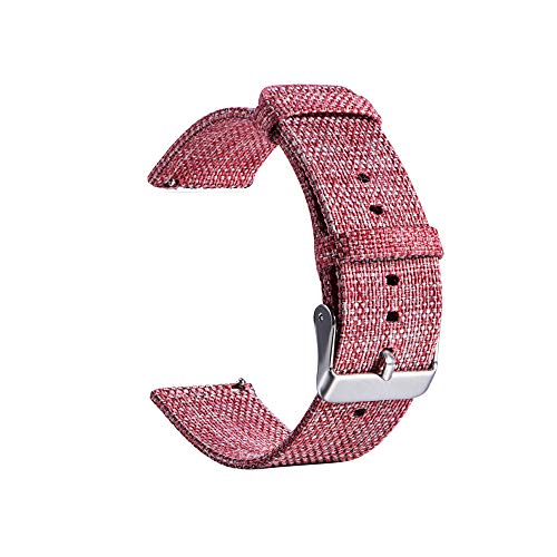for Samsung Gear S2 Classic Watch Band, SUKEQ Woven Fabric Wrist Strap Quick Release Replacement Bracelet Accessory for Samsung Galaxy Watch 42mm, Gear S2 Classic, Garmin Vivoactive 3 (Pink) - Thumbnail 2
