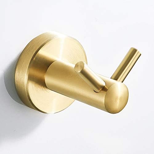 YUFER Bathroom Towel Hook Round Robe Hook Stainless Steel Solid Towel Hooks for Bathroom Accessory Wall Mount ,Brushed Gold