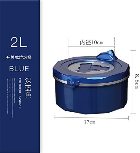 Dustbins luoliwei Desktop Household Flip Switch paper basket small trash can plastic belt cover, trumpet 2L dark blue