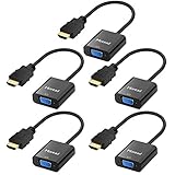 HDMI to VGA, 5 Pack, Moread Gold-Plated HDMI to VGA Adapter (Male to Female) for Computer, Desktop, Laptop, PC, Monitor, Projector, HDTV, Chromebook, Raspberry Pi, Roku, Xbox and More - Black