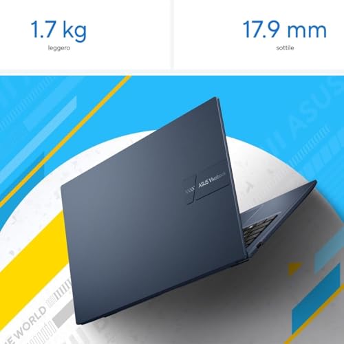 ASUS Laptop Intel i7, SSD PCI 512 Gb, 15.6 Inch Ips FHD, HDmi, Bt, Webcam, Wi-fi, 4 Usb, Bt, Italian Keyboard, ddr5 16 GB, Pre-configured, Italian Warranty 3 Years, Blue Edition