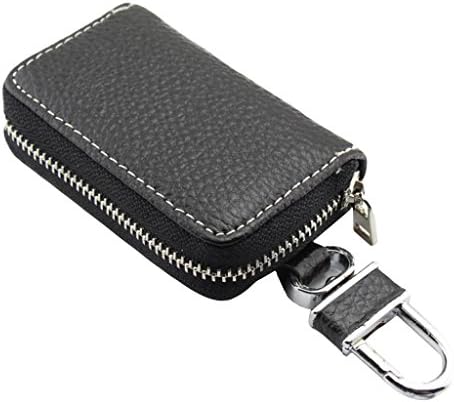 Fanci Genuine Leather Car Keychain Holder Bag Wallet Cover Keyring Zipper Case Closer for Auto Smart Key 10 Color