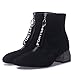 Women’s Wide Width Ankle Booties | Ladies Stylish Faux Suede Shiny Chunky Low Heel Boots with Front Zip | Causal Pointed Toe Bootthumb 4