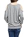 Allegra K Women Batwing Sleeves Cut Out Shoulder Loose Top L Grey