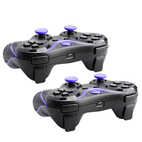 A-szcxtop 1 Pair Wireless Dualshock Bluetooth Game Controller Rechargeable Gamepad with USB Charging Cable for PS3 Playstation 3 - Thumbnail 2