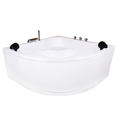 AQUADE stabile Badewanne mit Untergestell 140 x 140 cm Eckbadewanne 140x140 Modell Leipzig mit Anti-Rutsch-Boden + Wannenrand
