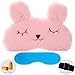 ZHI CHEN Silk Eye Mask with Lovely 3D Cute Rabbit Face Soft & Lightweight Sleeping Blindfold for Kids Girls Adult for Yoga Traveling Party [Inclulding Ice Bag, Foam Ear Plugs] (Pink(Upgraded))