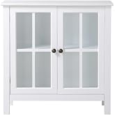 OS Home and Office Furniture Transitional Wood Accent Display Cabinet in White