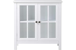 American Furniture Classics 22600 Glass Door Cabinet, White