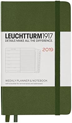 Leuchtturm1917 357817 Weekly Planner & Notebook 2019, Pocket (A6), English, Army