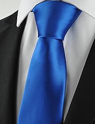 KissTies Royal Blue Satin Tie Solid Necktie Wedding