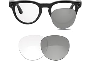 Glintbay 100% Precise-Fit Replacement Sunglass Lenses for Ray-Ban Meta Headliner RW4009 50mm-Photochromic Clear Non-polarized