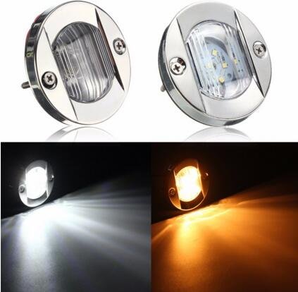 Best to Buy Best to Buy (2-PACK) 3W Led Round Stern Transom Light for Boats 3 Nm . Stainless Steel, Round Transom Light Flush Mount-- (White)