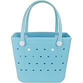 Chokoter Beach Bag, Waterproof Beach Tote, Rubber Medium Tote Bag, Washable and Durable Open Handbag for Boat Pool Sports