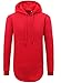 Lende Hipster Hip Hop Classic Pullover Long Hoodie Sweatshirts Jacket for Men ,Red ,Small