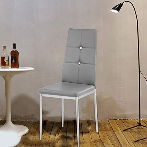Kitchen Dining Chairs Set of 4 with Sturdy Metal Legs, High Backrest Dining Breakfast Chair for Home Kitchen Living Room (4PCS+Grey)
