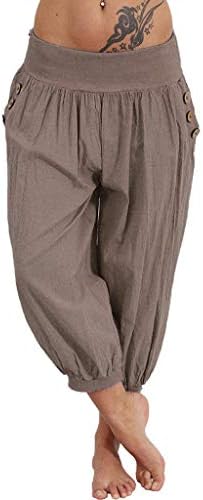 Pervobs Women Pants, Big Women Casual Elastic Waist Boho Pants Harem Check Baggy Wide Leg Sports Yoga Capris
