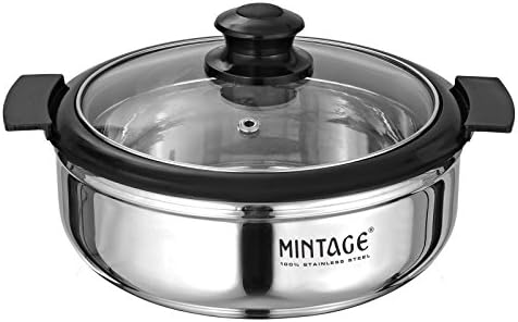 Mintage Utensil Casserole Stainless Steel Hot Case With Glass Lid - Capacity Available