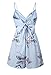 Angashion Women's Sexy V Neck Printed Spaghetti Strap Beach Romper Shorts Jumpsuit ,Light Blue,Medium