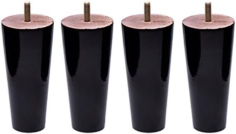 Lupan Sofa Legs Set of 4, Black Round 5 Inch Replacement Solid Wood Furniture Leg Extenders for Sofa, Couch and Chair (4)