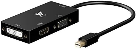 Mini DisplayPort Adapter, WOLLZ [4Kx2K, DP 1.2 Version] 3 in 1 Mini DP Thunderbolt to HDMI VGA DVI HDTV Active Converter (Black)