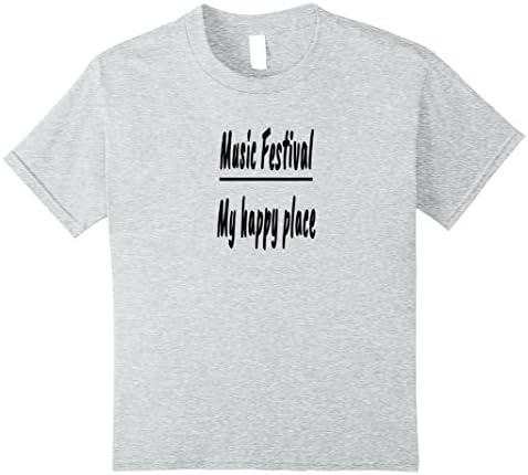unisex-child Music Festival Shirts My Happy Place T-Shirt 10 Heather Grey