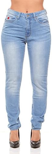 Red Jeans Slim Fit Women's Denim Jeans , High Waist, Light Stretch Ultra Slimming 5 Pocket Skinny Jeans for Ladies,Light Blue - 167,Size 14
