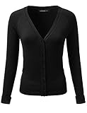 J.TOMSON Women's Basic Long Sleeve V-Neck and Round Neck Button Up Knit Cardigan