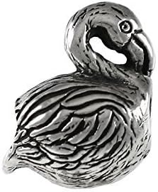 Detailed Flamingo Handmade Sterling Silver Large Hole Charm Bead
