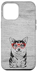 iPhone 12 Pro Max Corgi in Red Glasses Nerd Dog Case