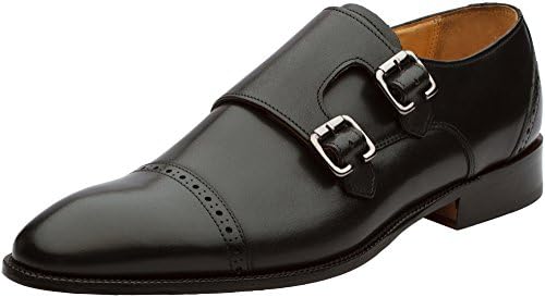 3DM Lifestyle Mens Toe Cap Double Monk Strap Modern Classic Leather Lined Perforated Dress Shoes