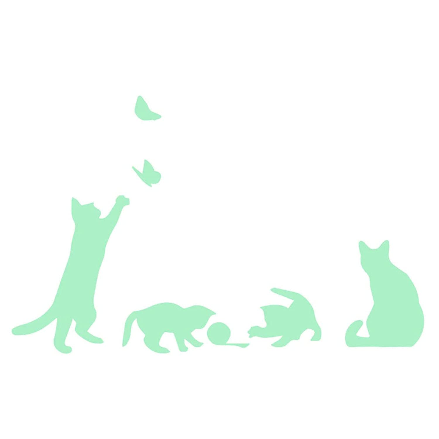 Wall Stickers Glow in The Dark. Vinyl Decorative Cats 2. Bumper Fluorescent Animals. Blades Bright Room Decor, boy, Girl, Child and Baby. — image 1