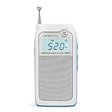 Retekess PR12 Personal AM FM Radio Transistor Walkman Radio DSP Digital with MP3 Player Support TF Card Earpiece Jack Rechargeable Battery for Walking Camping(White)