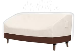 TUYEHO Patio Sofa Cover, Heavy Duty Sofa Cover (54 x 38 x 29 Inch) – Patio Outdoor waterproof High Back Cover, 3 Seat Bench Loveseat Cover - 600D Waterproof & Weather Resistant, Anti UV Fabric. Beige&Brown