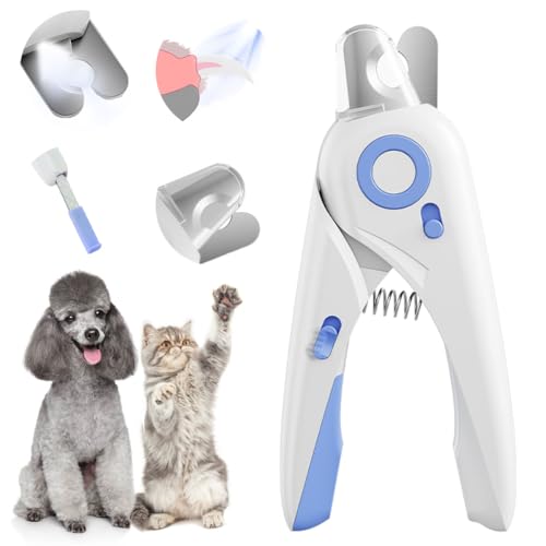 MXHIGO 2 en 1 Cortauñas para Perros y Gatos con Luz LED y Lima de Uñas, Ilumina las Uñas o la Línea de Sangre para Recortadores Seguros, Evitar Cortes Excesivos, Corte Rápido, Fácil de Recortar