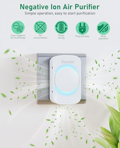 Dayear Air Purifier, No Filter, Negative Ion Purification 3 Pieces | Plug and Play Air Purifier, Air Ionizer for Pet Room, Bedroom, Home, Living Room, 3 LED Lighting Modes, ABS 94V0