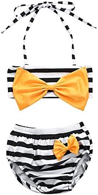 Fartido Infrant Baby Girl Zebra Stripes Swimwear Jumbo Bowknot Bikini Swimsuit