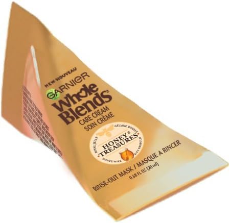 Garnier Whole Blends Care Cream Rinse-out Hair Mask, Honey Treasures, 0.68 fl oz (Pack of 2)
