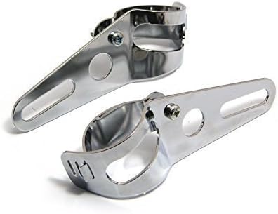 Alchemy Parts Motorcycle Headlight Fork Mount Brackets Chrome for 36mm to 49mm Diameter Forks Cafe Racer Street Fighter