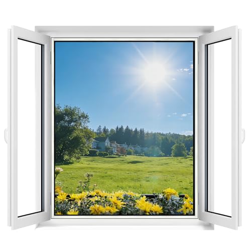 Apalus Window Fly Screen, Can be Cut to Window Sizes up to 100 x 100 cm, Insect Protection with Strong Velcro Tape, Easy Assembly, Pressing Aid and Cutter Included, Black